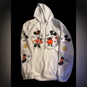 Disney Gray Hoodie with Mickey and Minnie Design